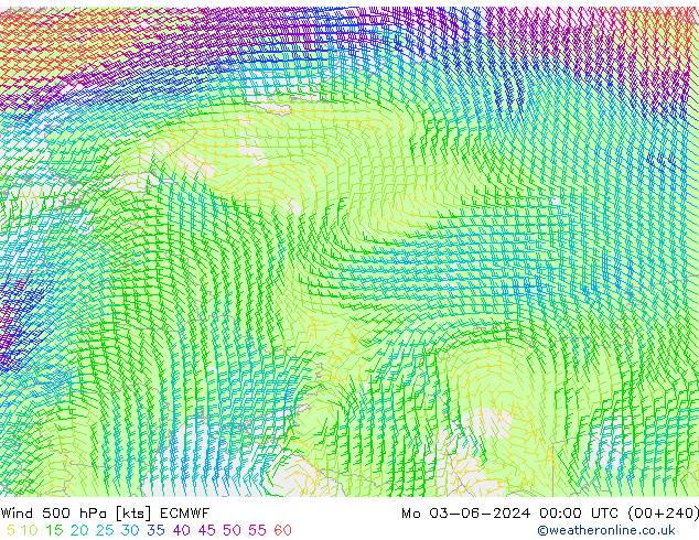 Wind 500 hPa ECMWF Po 03.06.2024 00 UTC