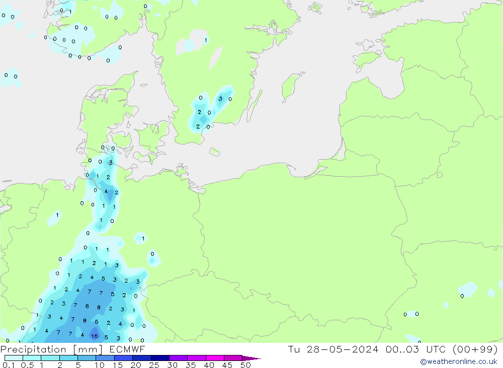 Precipitation ECMWF Tu 28.05.2024 03 UTC