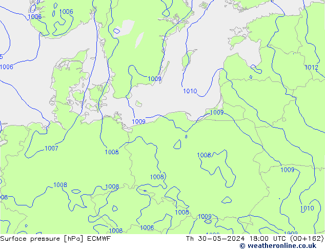 Surface pressure ECMWF Th 30.05.2024 18 UTC