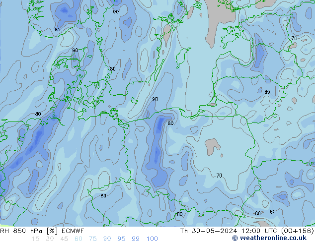 RV 850 hPa ECMWF do 30.05.2024 12 UTC