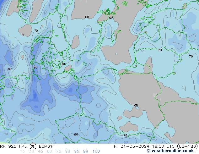 RH 925 hPa ECMWF Fr 31.05.2024 18 UTC