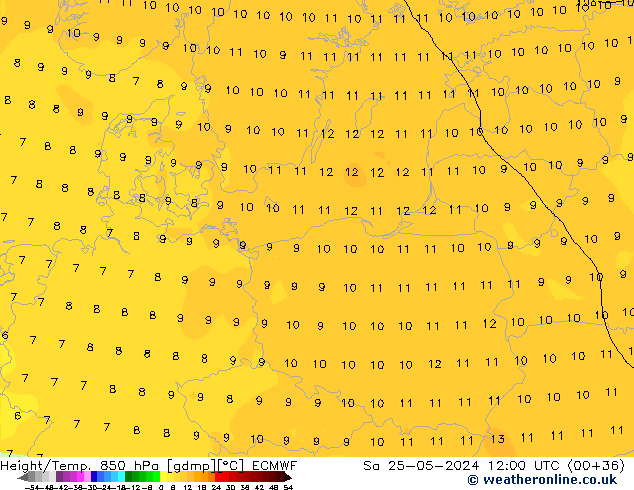 Z500/Rain (+SLP)/Z850 ECMWF sáb 25.05.2024 12 UTC