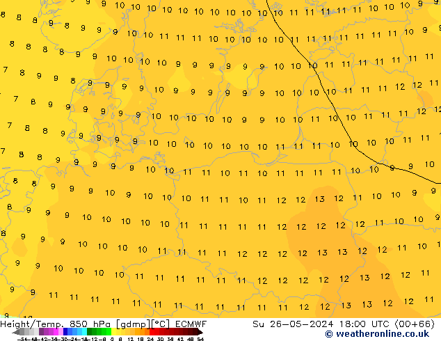 Height/Temp. 850 hPa ECMWF Su 26.05.2024 18 UTC