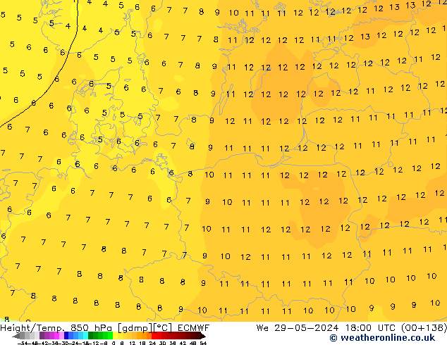 Z500/Rain (+SLP)/Z850 ECMWF We 29.05.2024 18 UTC