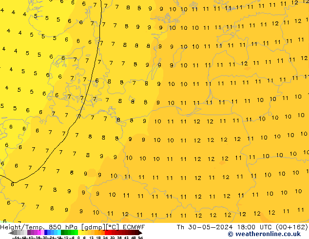 Z500/Rain (+SLP)/Z850 ECMWF Th 30.05.2024 18 UTC