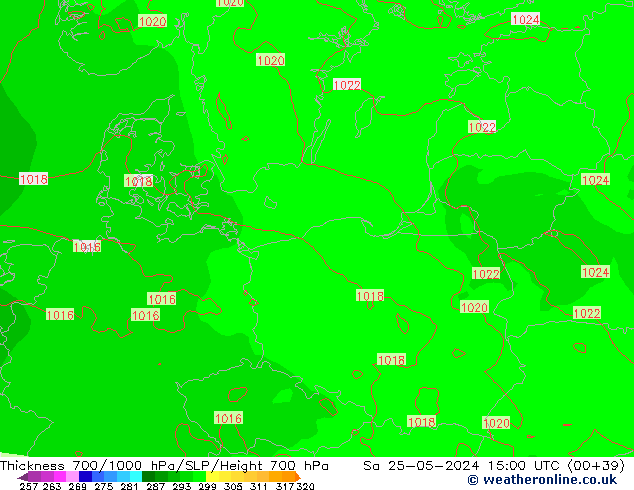 Thck 700-1000 hPa ECMWF Sáb 25.05.2024 15 UTC