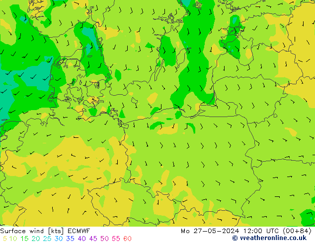 Wind 10 m ECMWF ma 27.05.2024 12 UTC