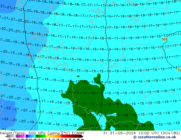 Z500/Regen(+SLP)/Z850 ECMWF vr 31.05.2024 12 UTC