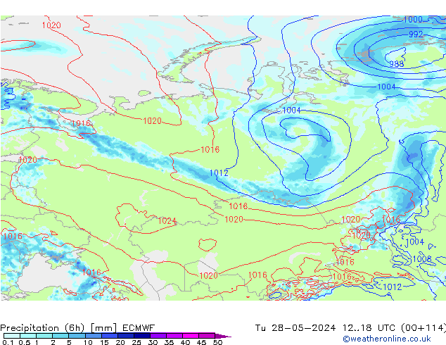 Precipitação (6h) ECMWF Ter 28.05.2024 18 UTC