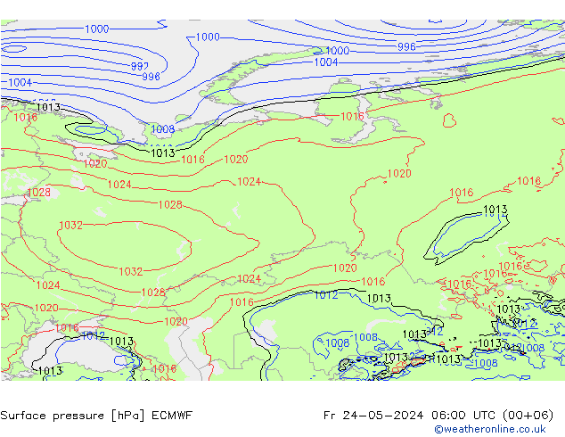 Surface pressure ECMWF Fr 24.05.2024 06 UTC