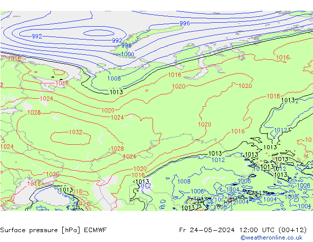 Pressione al suolo ECMWF ven 24.05.2024 12 UTC