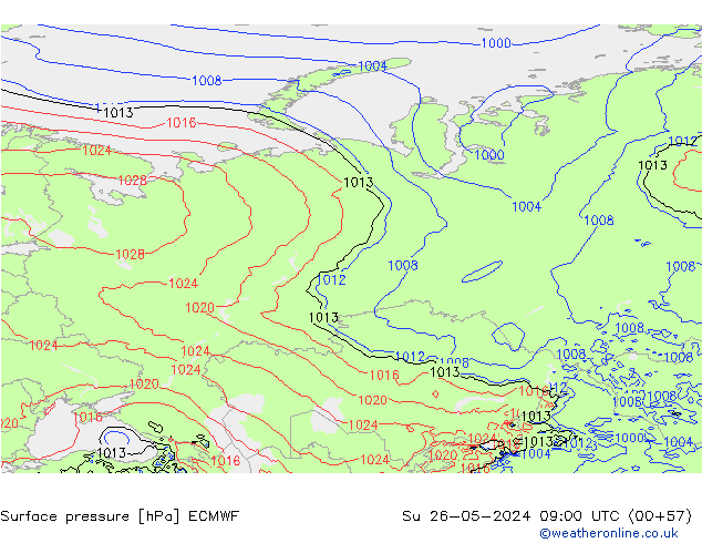 Surface pressure ECMWF Su 26.05.2024 09 UTC