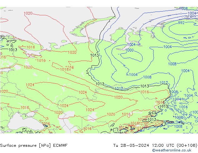 Surface pressure ECMWF Tu 28.05.2024 12 UTC