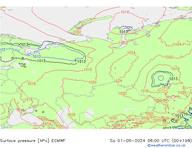 ciśnienie ECMWF so. 01.06.2024 06 UTC