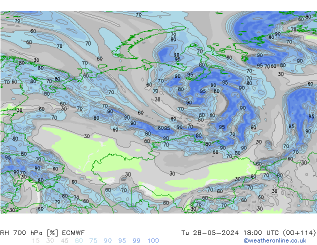 RH 700 hPa ECMWF  28.05.2024 18 UTC