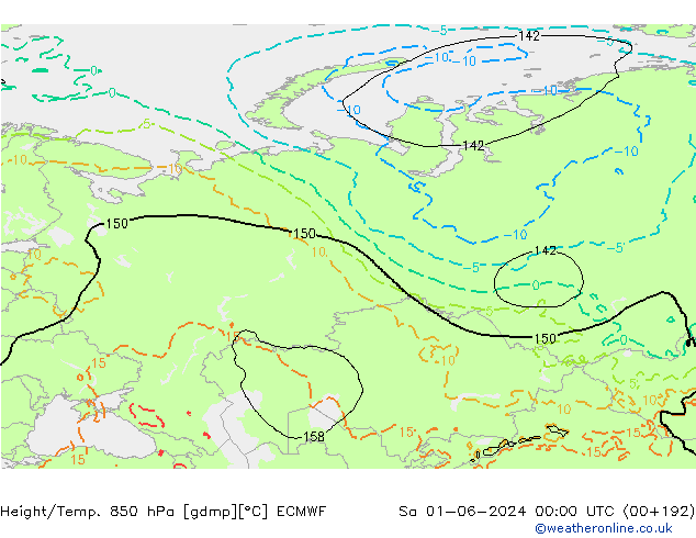 Height/Temp. 850 hPa ECMWF Sa 01.06.2024 00 UTC