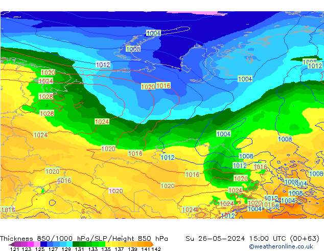 Thck 850-1000 hPa ECMWF nie. 26.05.2024 15 UTC