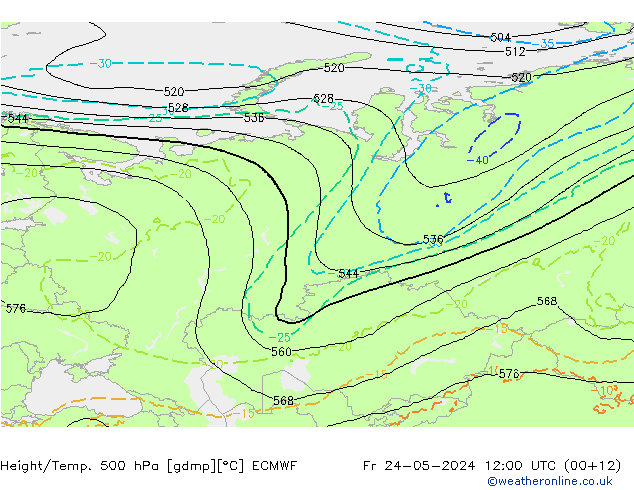 Z500/Rain (+SLP)/Z850 ECMWF pt. 24.05.2024 12 UTC