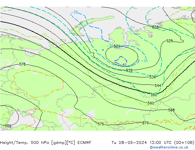 Z500/Yağmur (+YB)/Z850 ECMWF Sa 28.05.2024 12 UTC