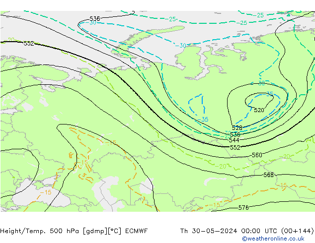 Height/Temp. 500 hPa ECMWF gio 30.05.2024 00 UTC