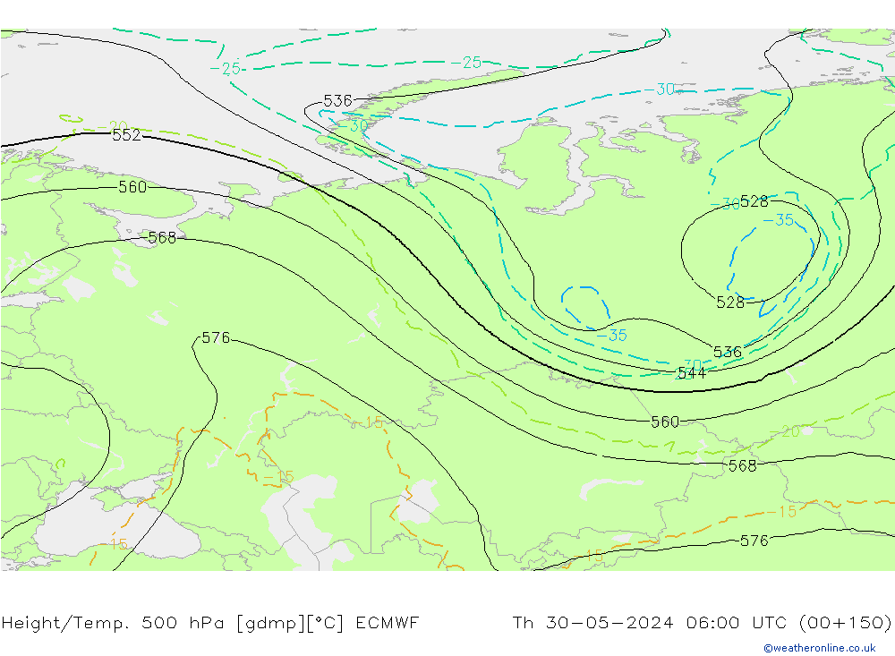 Z500/Rain (+SLP)/Z850 ECMWF ��� 30.05.2024 06 UTC