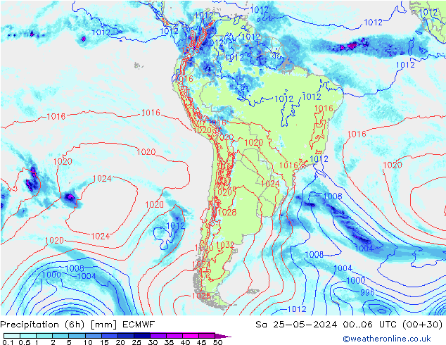 Z500/Rain (+SLP)/Z850 ECMWF sam 25.05.2024 06 UTC