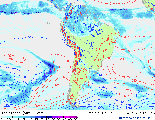 Precipitation ECMWF Mo 03.06.2024 00 UTC