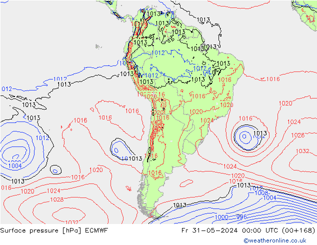 Surface pressure ECMWF Fr 31.05.2024 00 UTC