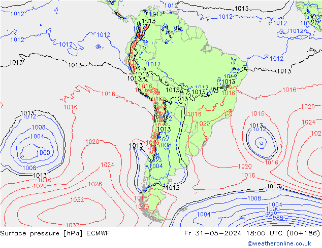 Surface pressure ECMWF Fr 31.05.2024 18 UTC