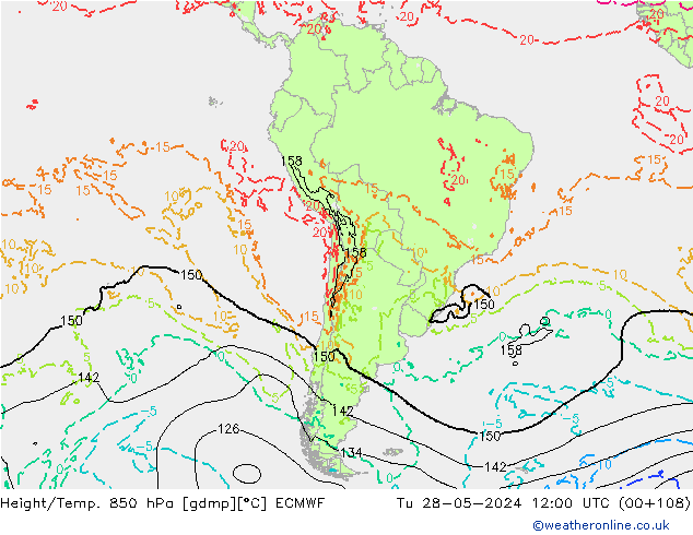 Z500/Rain (+SLP)/Z850 ECMWF  28.05.2024 12 UTC