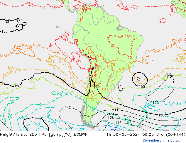 Z500/Yağmur (+YB)/Z850 ECMWF Per 30.05.2024 00 UTC