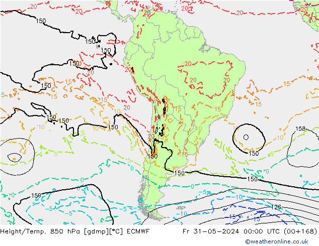 Z500/Rain (+SLP)/Z850 ECMWF ven 31.05.2024 00 UTC