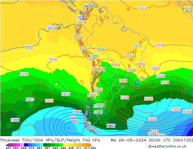 Thck 700-1000 hPa ECMWF  29.05.2024 00 UTC