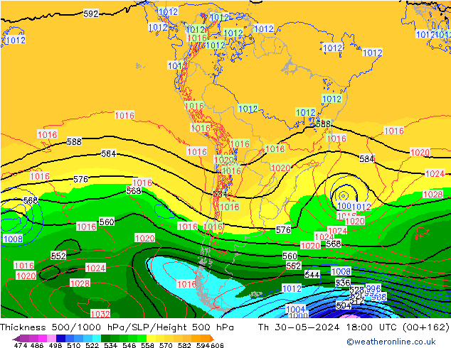 Thck 500-1000hPa ECMWF Th 30.05.2024 18 UTC