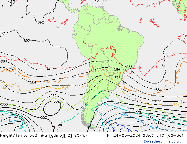 Z500/Rain (+SLP)/Z850 ECMWF Fr 24.05.2024 06 UTC