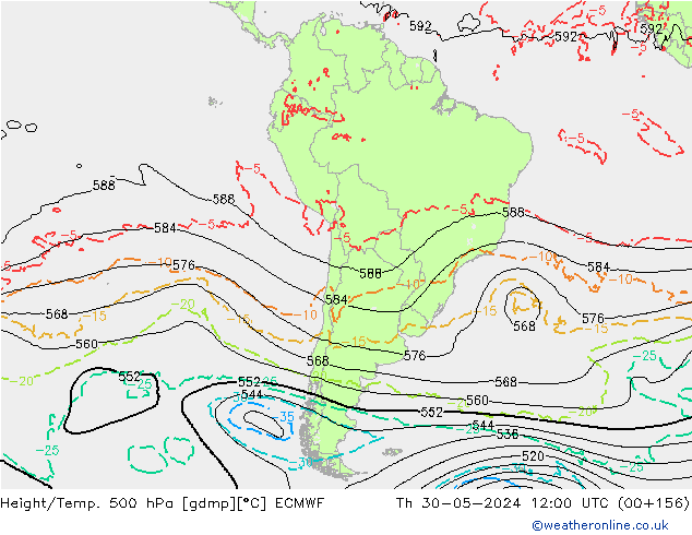 Z500/Rain (+SLP)/Z850 ECMWF Qui 30.05.2024 12 UTC