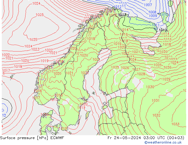 Bodendruck ECMWF Fr 24.05.2024 03 UTC