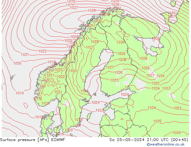 pression de l'air ECMWF sam 25.05.2024 21 UTC