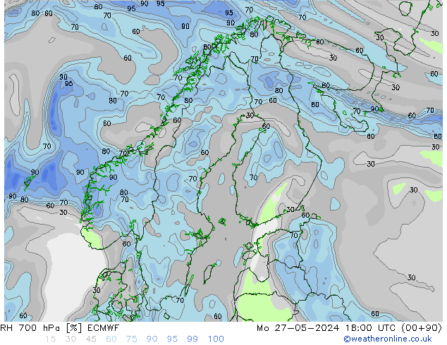 RH 700 hPa ECMWF  27.05.2024 18 UTC