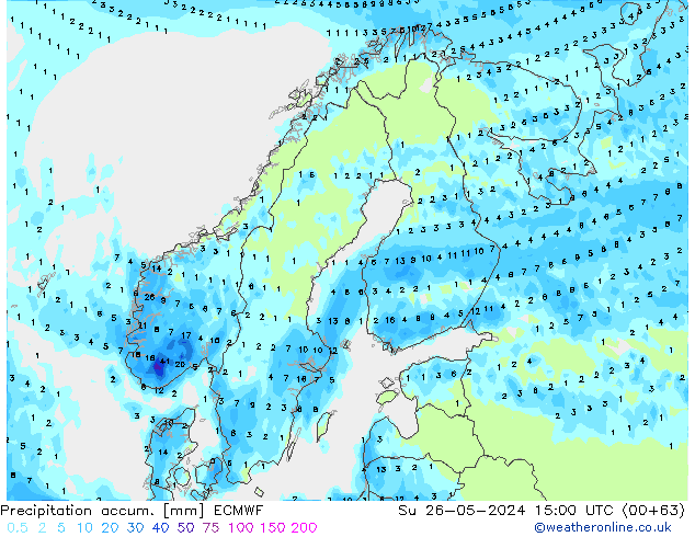 Precipitation accum. ECMWF Su 26.05.2024 15 UTC