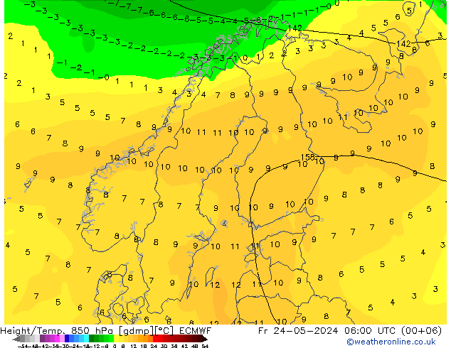 Z500/Rain (+SLP)/Z850 ECMWF пт 24.05.2024 06 UTC