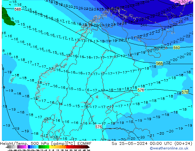 Z500/Rain (+SLP)/Z850 ECMWF Sa 25.05.2024 00 UTC