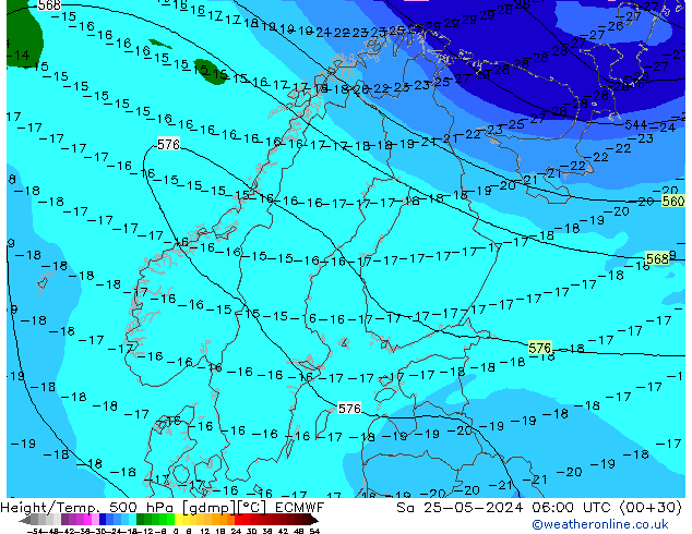 Z500/Rain (+SLP)/Z850 ECMWF So 25.05.2024 06 UTC