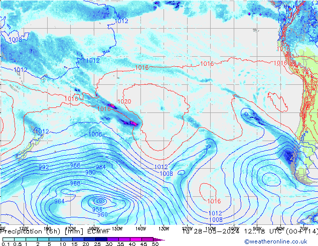 Z500/Rain (+SLP)/Z850 ECMWF Út 28.05.2024 18 UTC