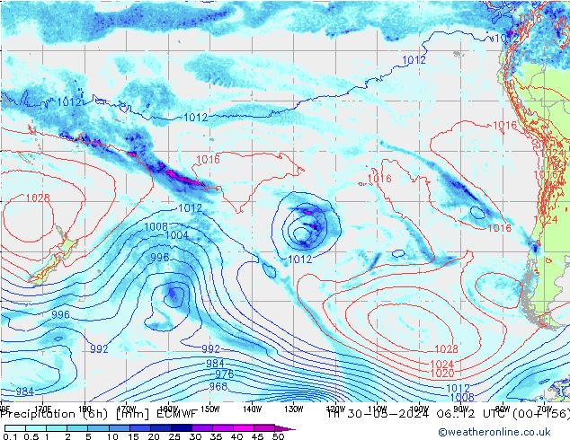 Z500/Rain (+SLP)/Z850 ECMWF Qui 30.05.2024 12 UTC