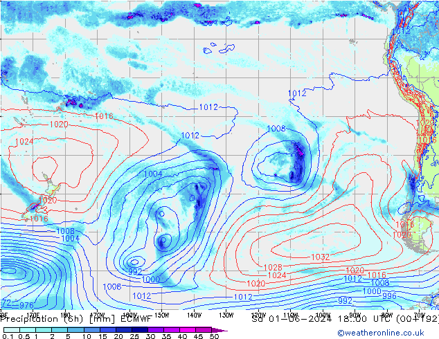 Z500/Rain (+SLP)/Z850 ECMWF сб 01.06.2024 00 UTC