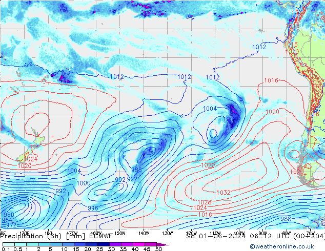 Z500/Rain (+SLP)/Z850 ECMWF Sa 01.06.2024 12 UTC