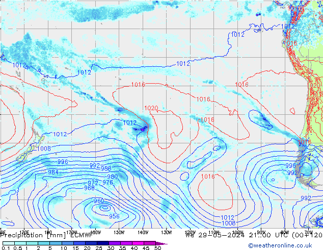 Srážky ECMWF St 29.05.2024 00 UTC