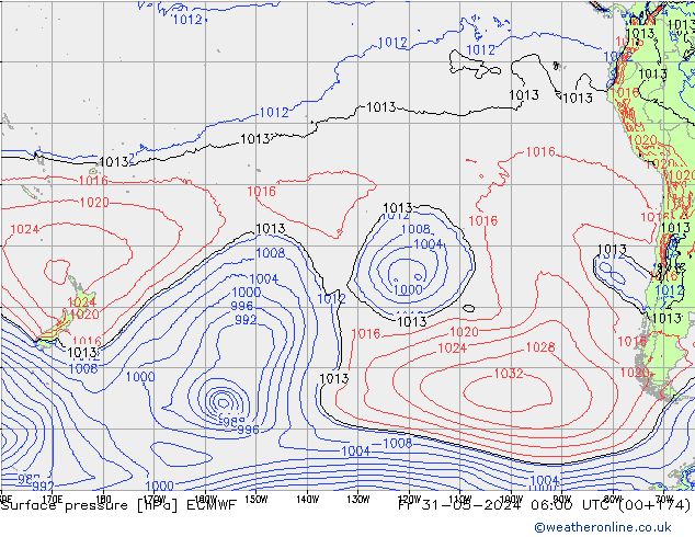 pressão do solo ECMWF Sex 31.05.2024 06 UTC