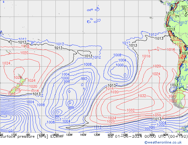 Luchtdruk (Grond) ECMWF za 01.06.2024 00 UTC